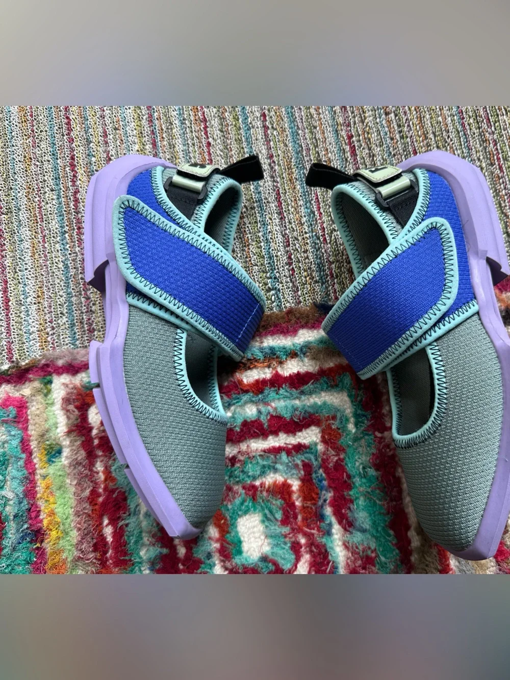 Fluevog LIKE NEW Future Angel Blair Velcro green/blue/purple vegan sneaker-7